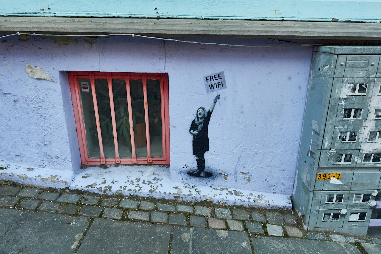 Free WiFi - Stencil in Stavanger