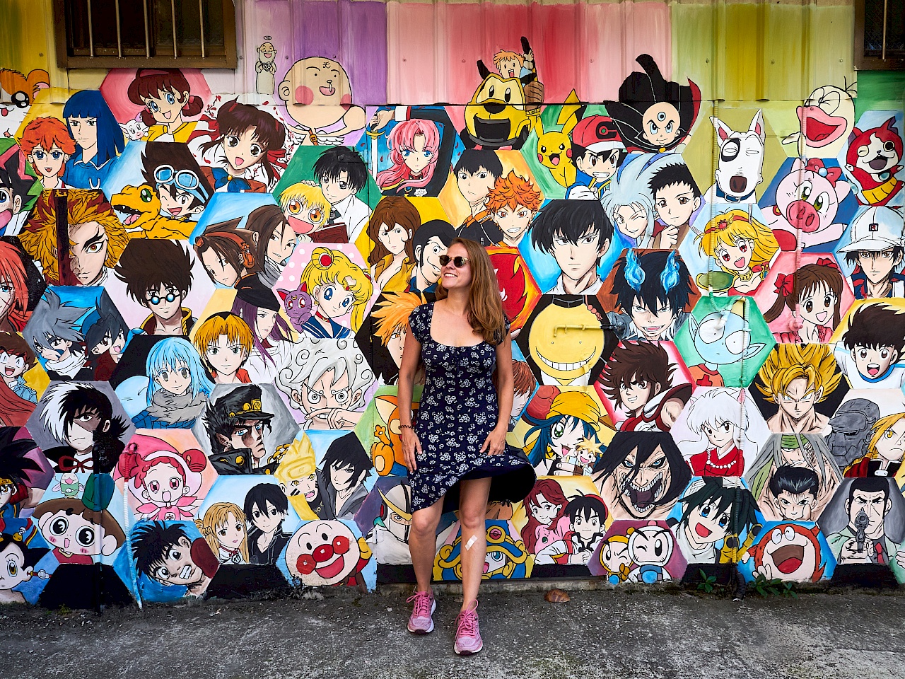 Anime-Wand in der Painted Animation Lane in Taichung (Taiwan)