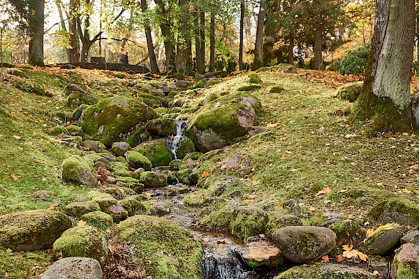 Ein kleiner Bach im Japanischen Garten in Tallinn