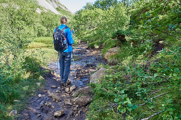 Ein steiniger und matschiger Weg