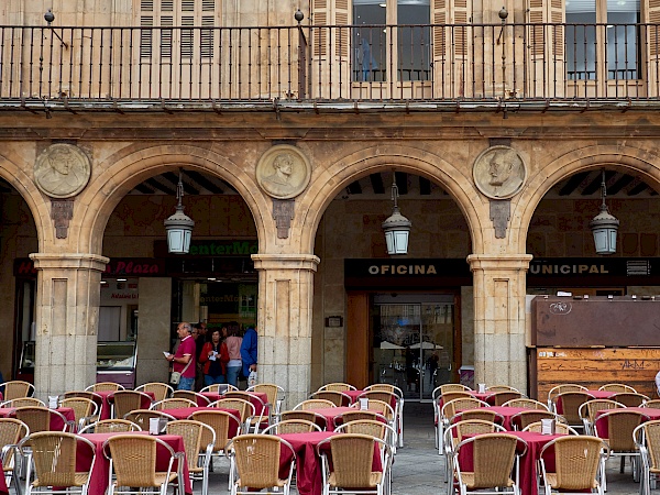 Die Medaillen am Plaza Mayor in Salamanca