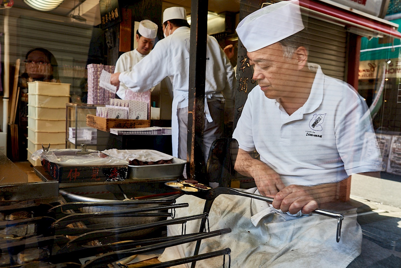 Monaka-Zubereitung in Tokyo