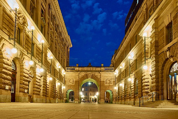 Die Altstadt von Stockholm bei Nacht