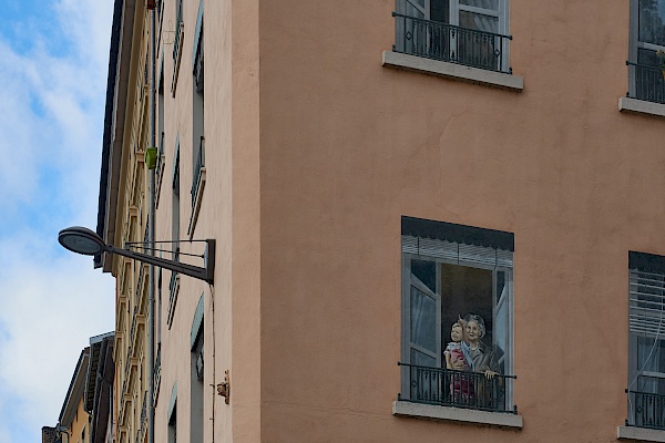 Wandbild gegenüber dem La fresque des Lyonnais