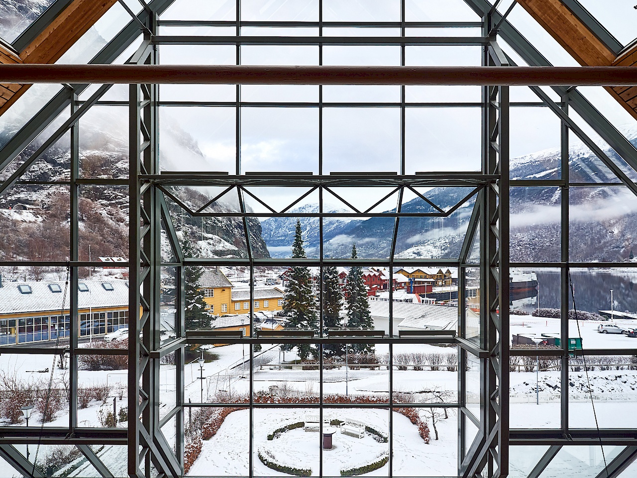 Blick aus dem Fretheim Hotel in Flåm