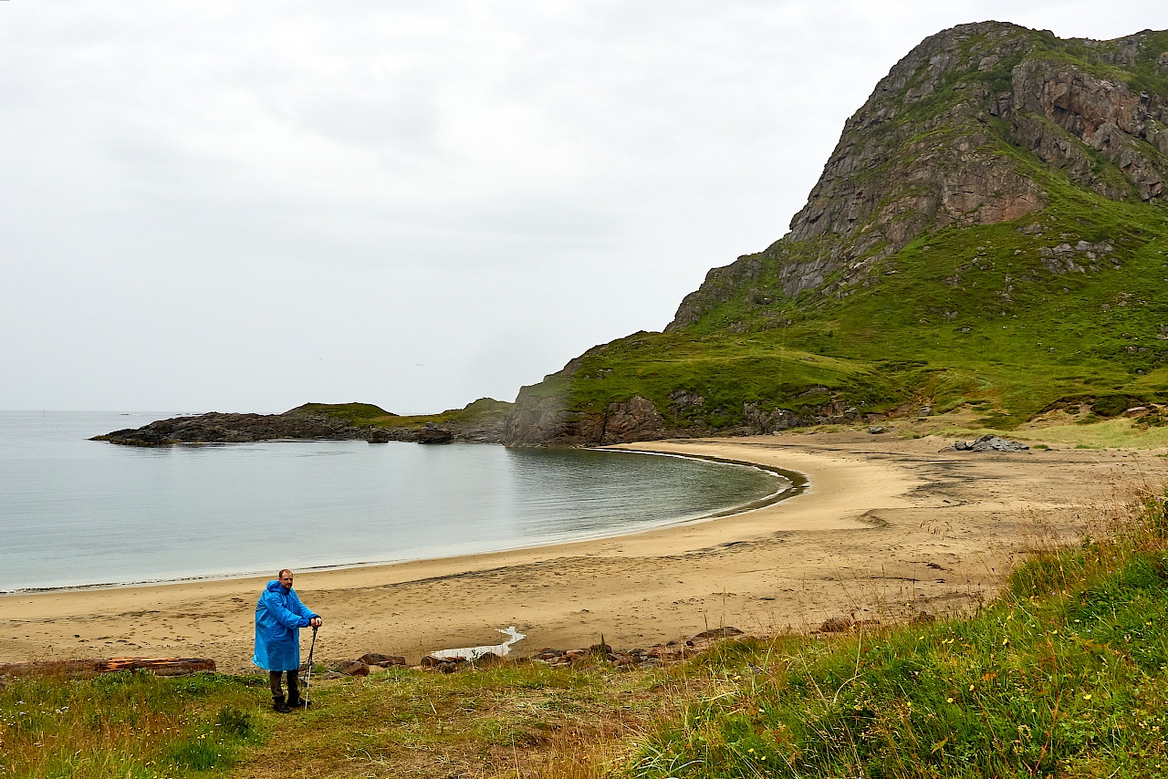 Der Strand Skipssanden auf der Dronningruta in Norwegen