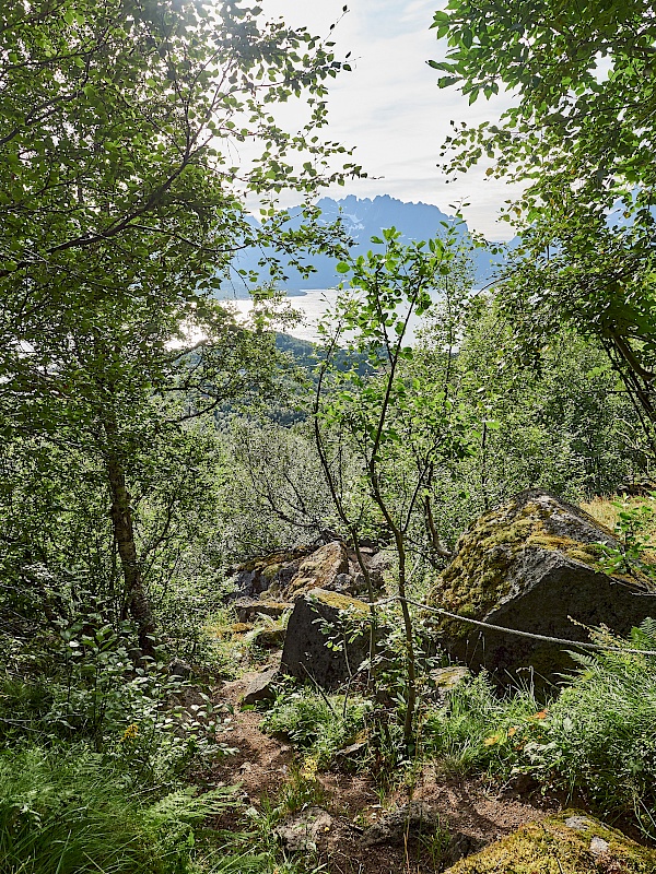 Mit Seilen gesicherte Abschnitte auf der Wanderung auf den Digermulkollen