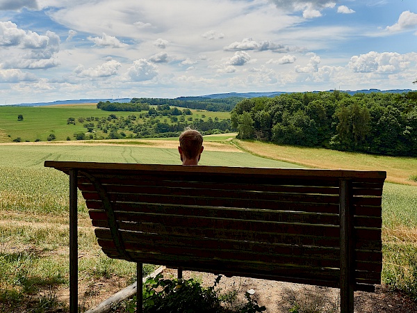 Bank zum Entspannen und Aussicht genießen auf dem Mittelalterpfad