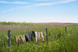 traditionelles Wäschetrocknen in Ahrenshoop