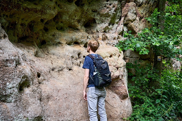 Wundersame Löcher im Sandstein der Schwarzachklamm