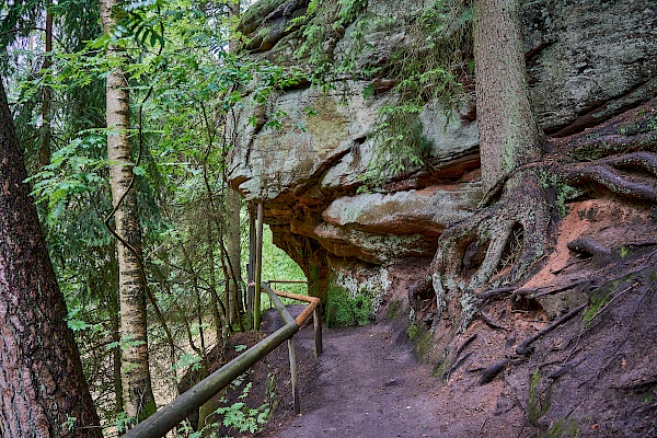 Beeindruckende Felsen in der Schwarzachklamm im Nürnberger Land