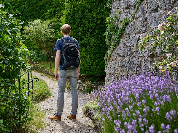 Burg Hohenstein - Burghof mit blühenden Pflanzen