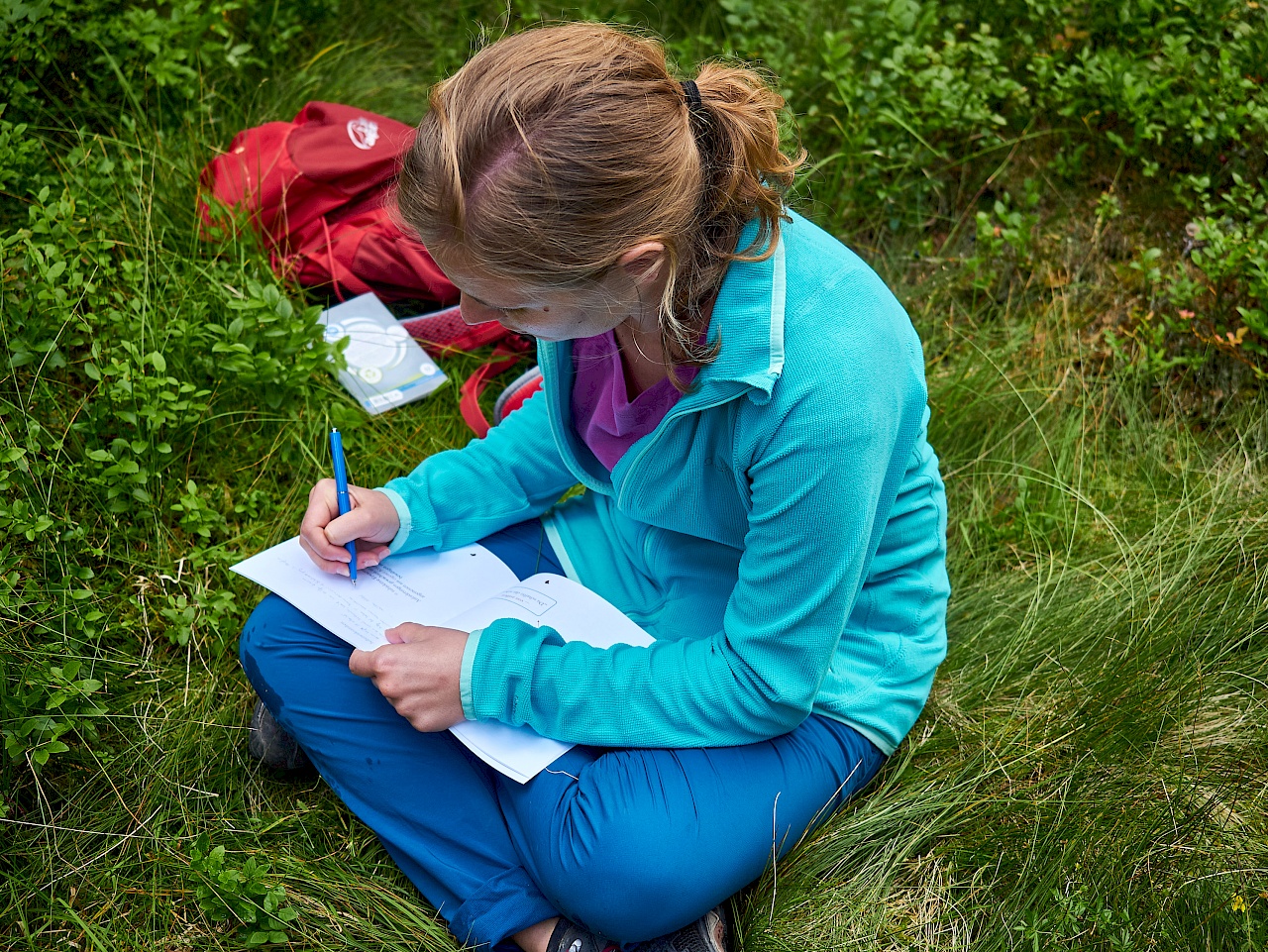 Reflektion im Wald im Mindful Mountain Programm