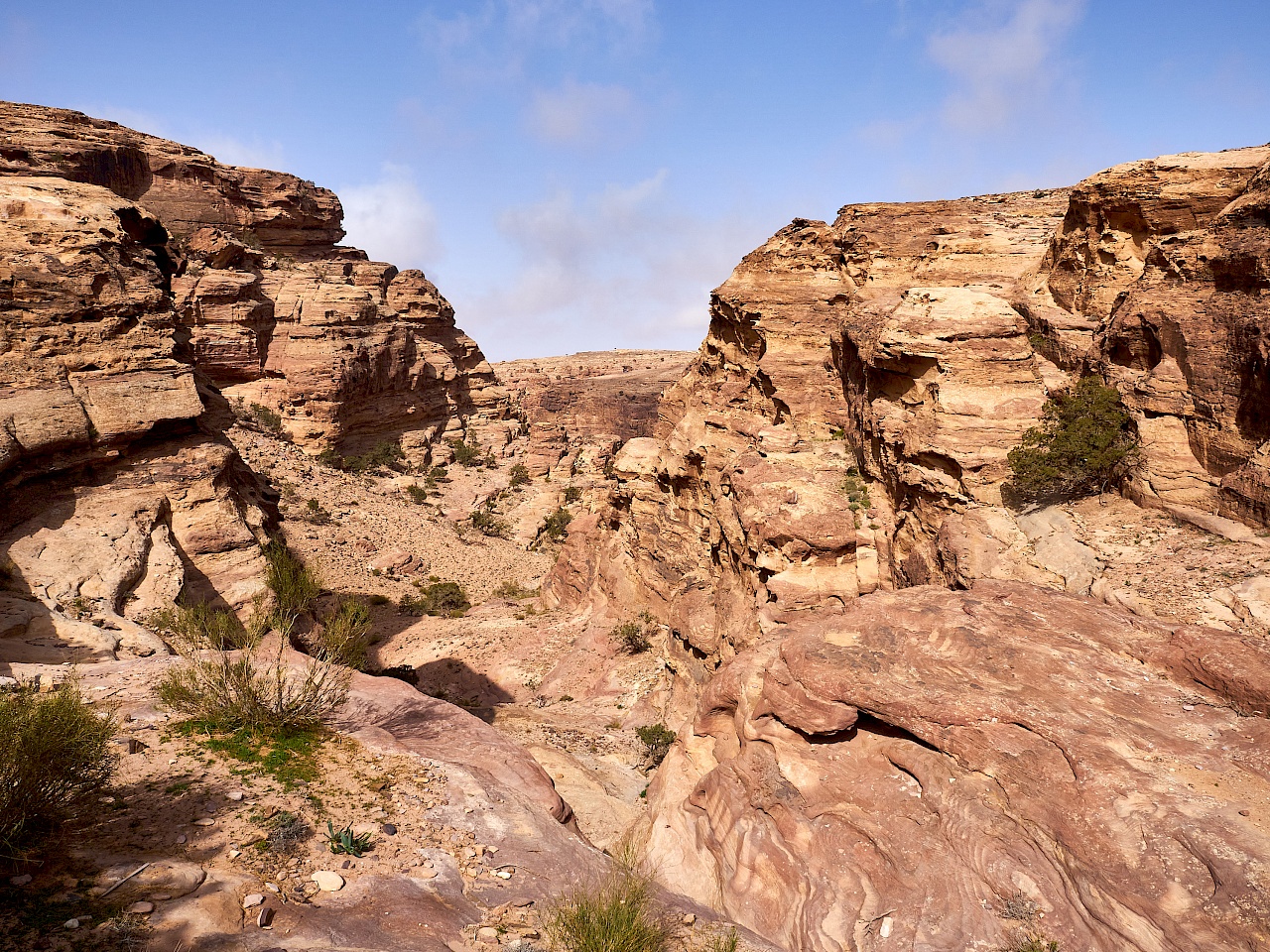 Aussicht auf dem Hintereingang zu Petra (Jordanien)