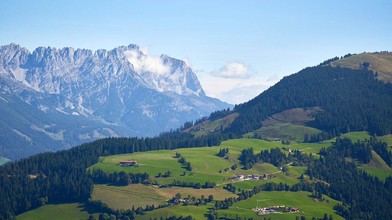 Blick auf den Wilden Kaiser von der KRAFTalm