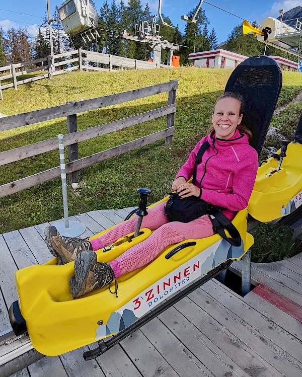 Mit dem Funbob wieder ins Tal nach Innichen (Südtirol) fahren