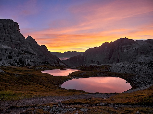 Blick auf die Bödenseen (Laghi dei piani) bei den Drei Zinnen (Südtirol)