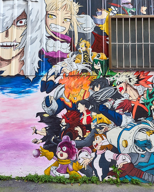 Bemalte Wand in der Painted Animation Lane in Taichung (Taiwan)