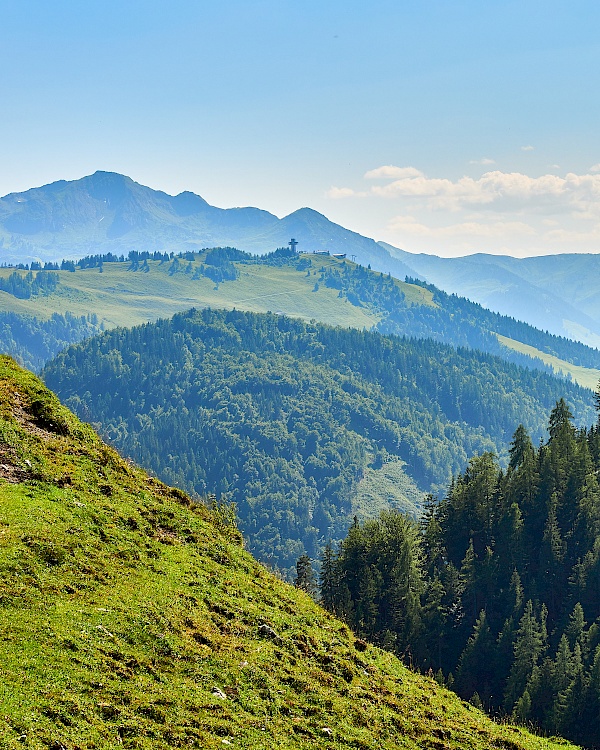 Aussicht von der Schießlingalm auf das Jakobskreuz